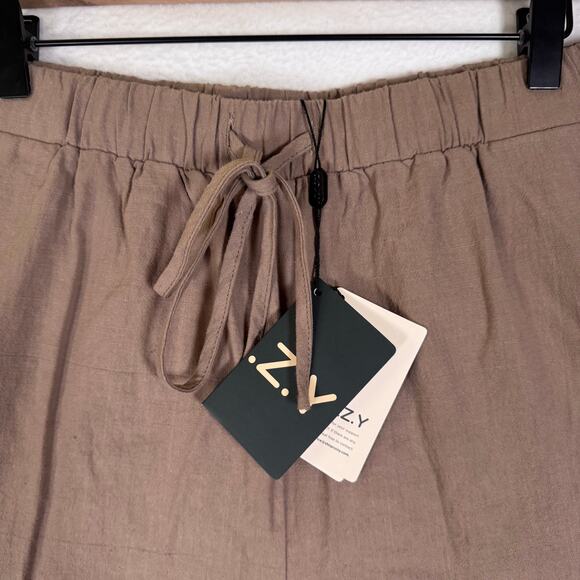 COZY Women's Casual Bamboo Short Pant Drawstring Elastic Waist sz 10 Brown Basic - Picture 3 of 8